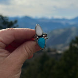 Snow Capped Ring - White Buffalo & Blue Moon (Size 7)