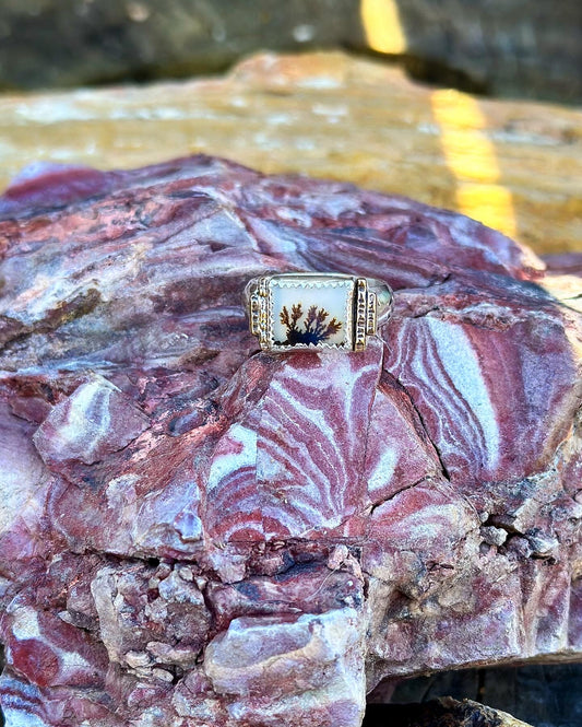 The Horizons Ring - Dendritic Agate (Size 8)