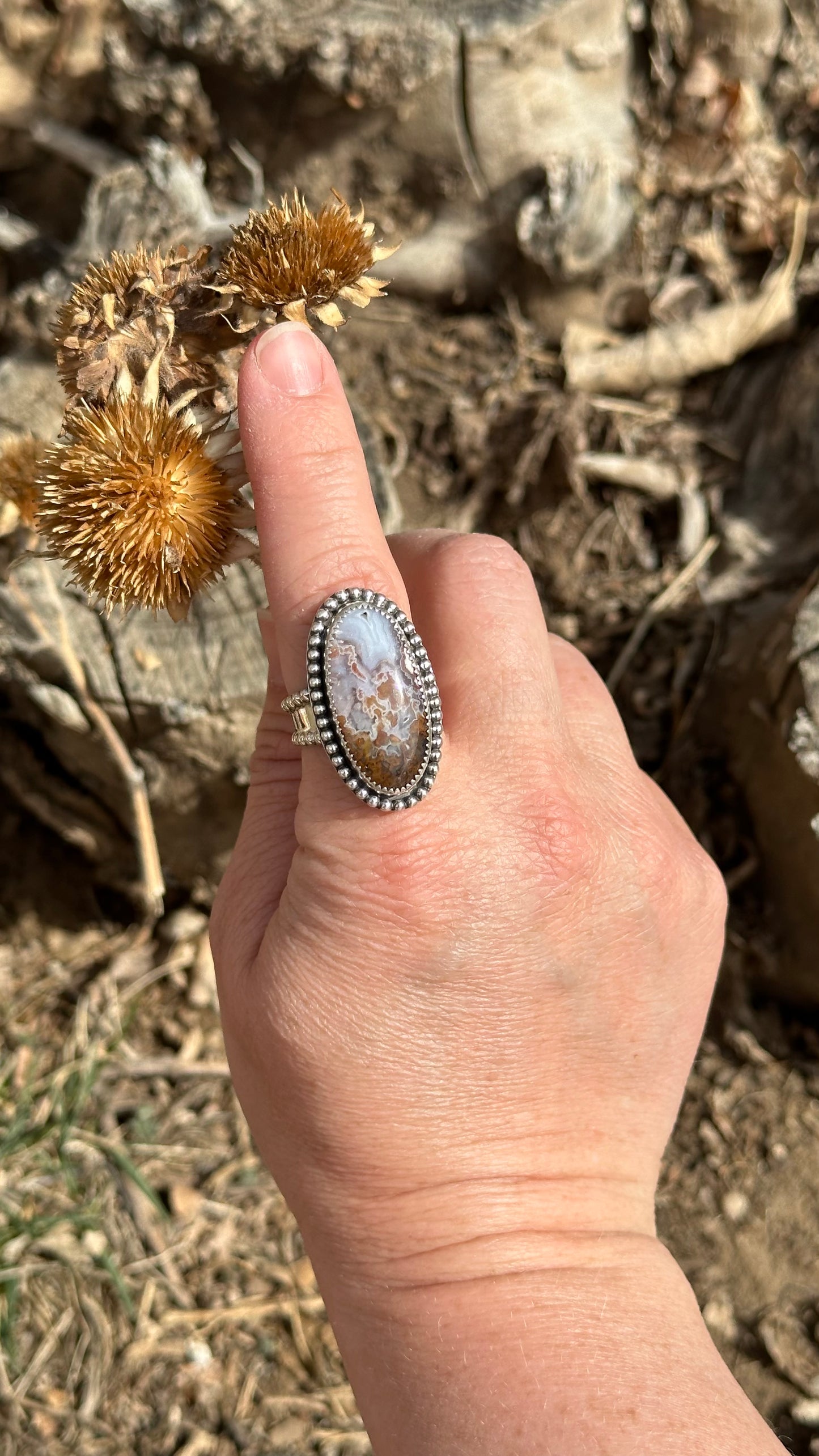 The Growth Ring - Verde Valley Lace Agate (Size 9)