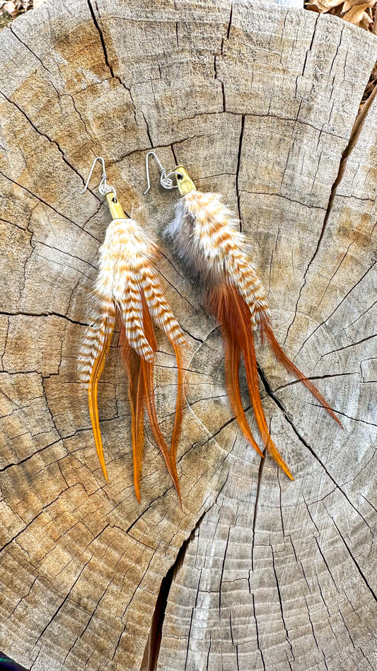 Rooster Feather Bullet Earrings (.22s)