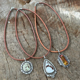 Golden Hour Pendants - 16" leather choker
