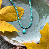 TQ Beaded Necklace w/ Pyrite speckled pendant (14-16")