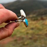 Snow Capped Ring - White Buffalo & Blue Moon (Size 7)