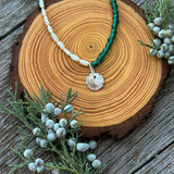 Pearl & African Glass - Beaded Necklace 16.5"