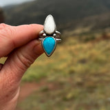 Snow Capped Ring - White Buffalo & Blue Moon (Size 7)