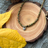 Green Nugget TQ - Beaded Necklace 18"