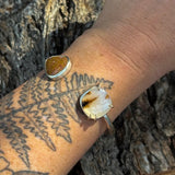 Golden Gate Canyon Cuff - Dendritic Agate & Fossilized Dinosaur Bone